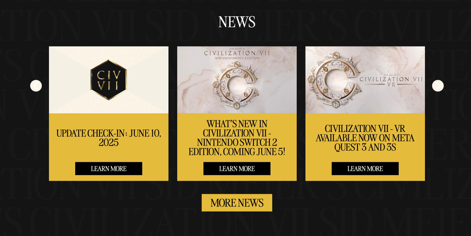 Sid Meier's Civilization VII | Official Site captured website design