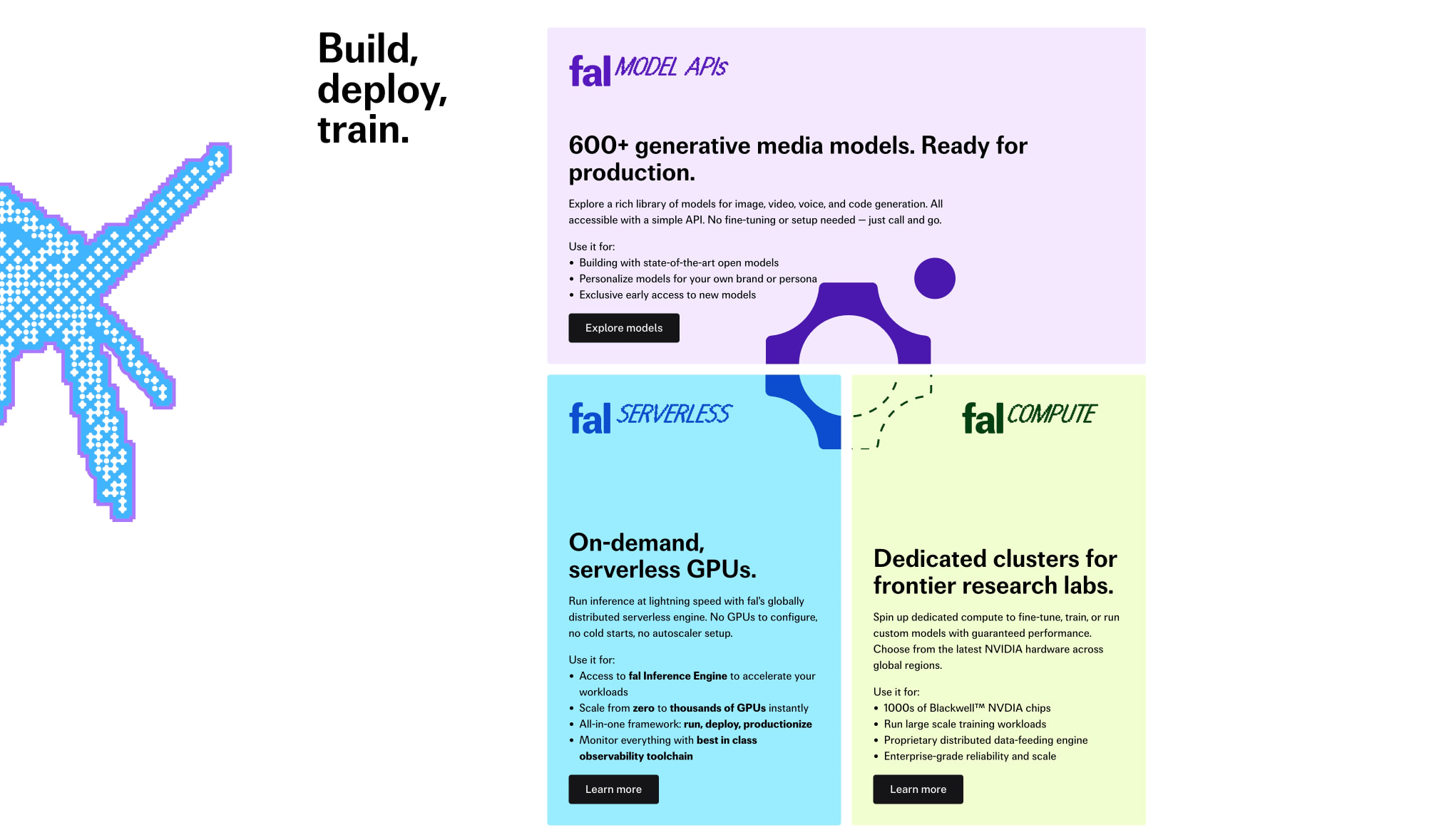 Generative AI APIs | Run Img, 3D, Video AI Models 4x Faster | fal.ai captured website design