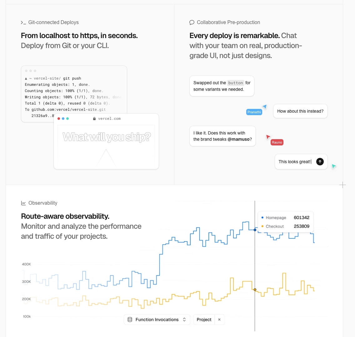 Vercel: Build and deploy the best web experiences with the AI Cloud captured website design