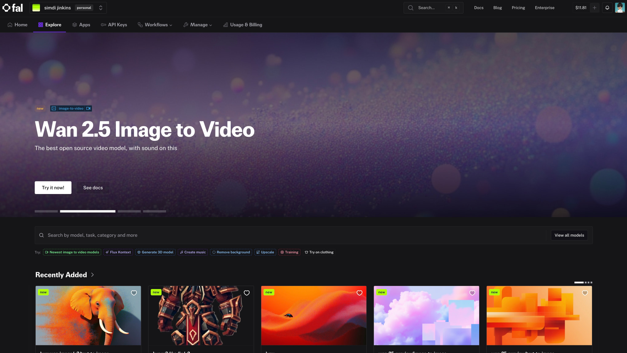 Explore AI Models | fal.ai captured website design