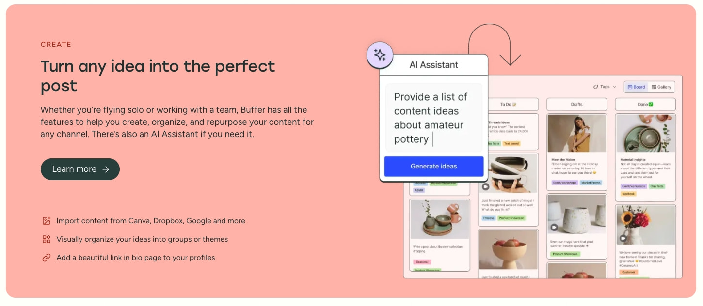 Buffer: Social media management for everyone captured website design