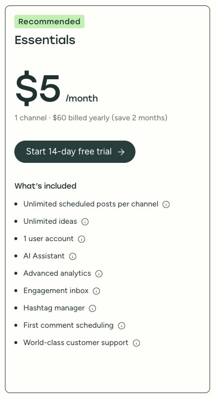 Pricing | Buffer captured website design