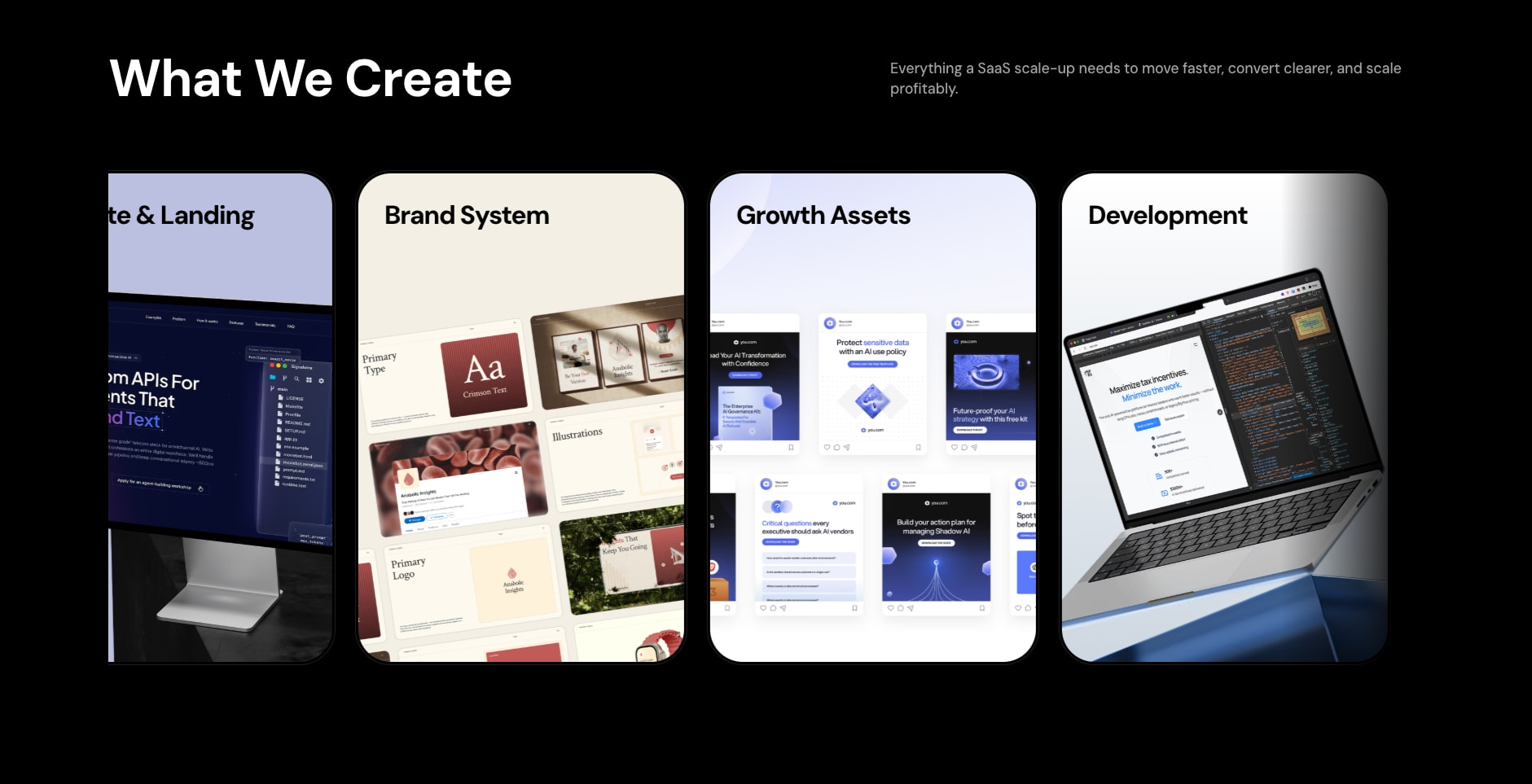 Branding, Product & Web Development for Startups captured website design