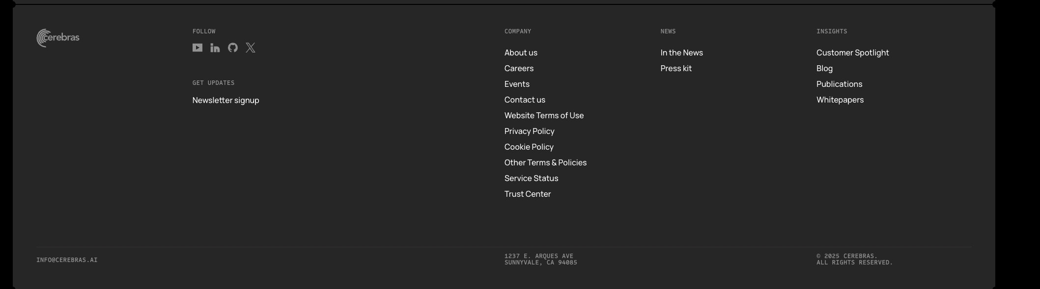 Cerebras captured website design
