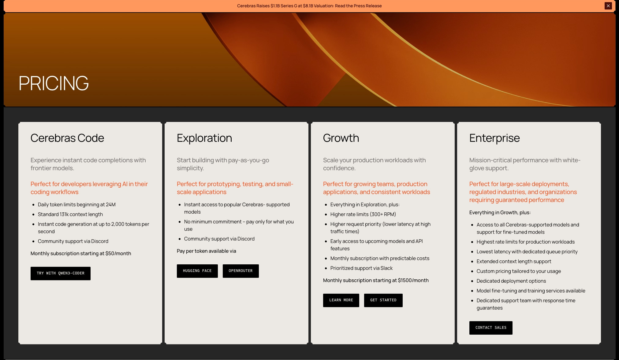 Cerebras captured website design