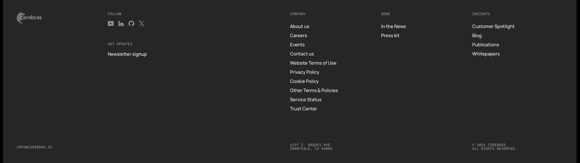 Cerebras captured website design