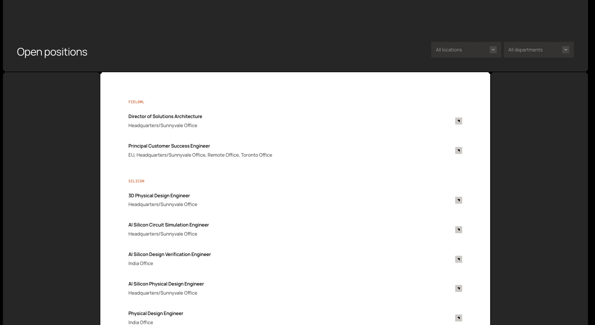 Careers captured website design