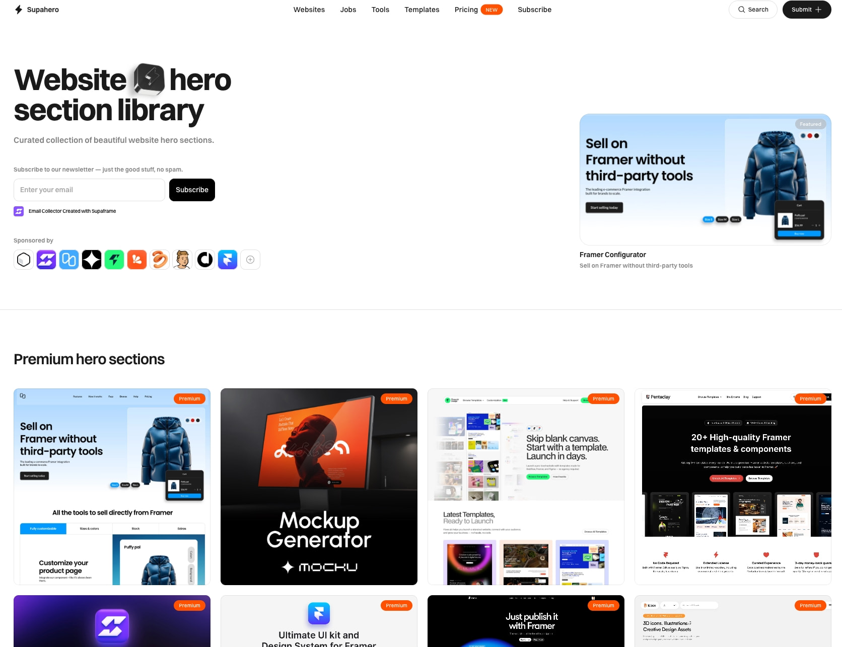 Supahero - Website hero section library captured website design