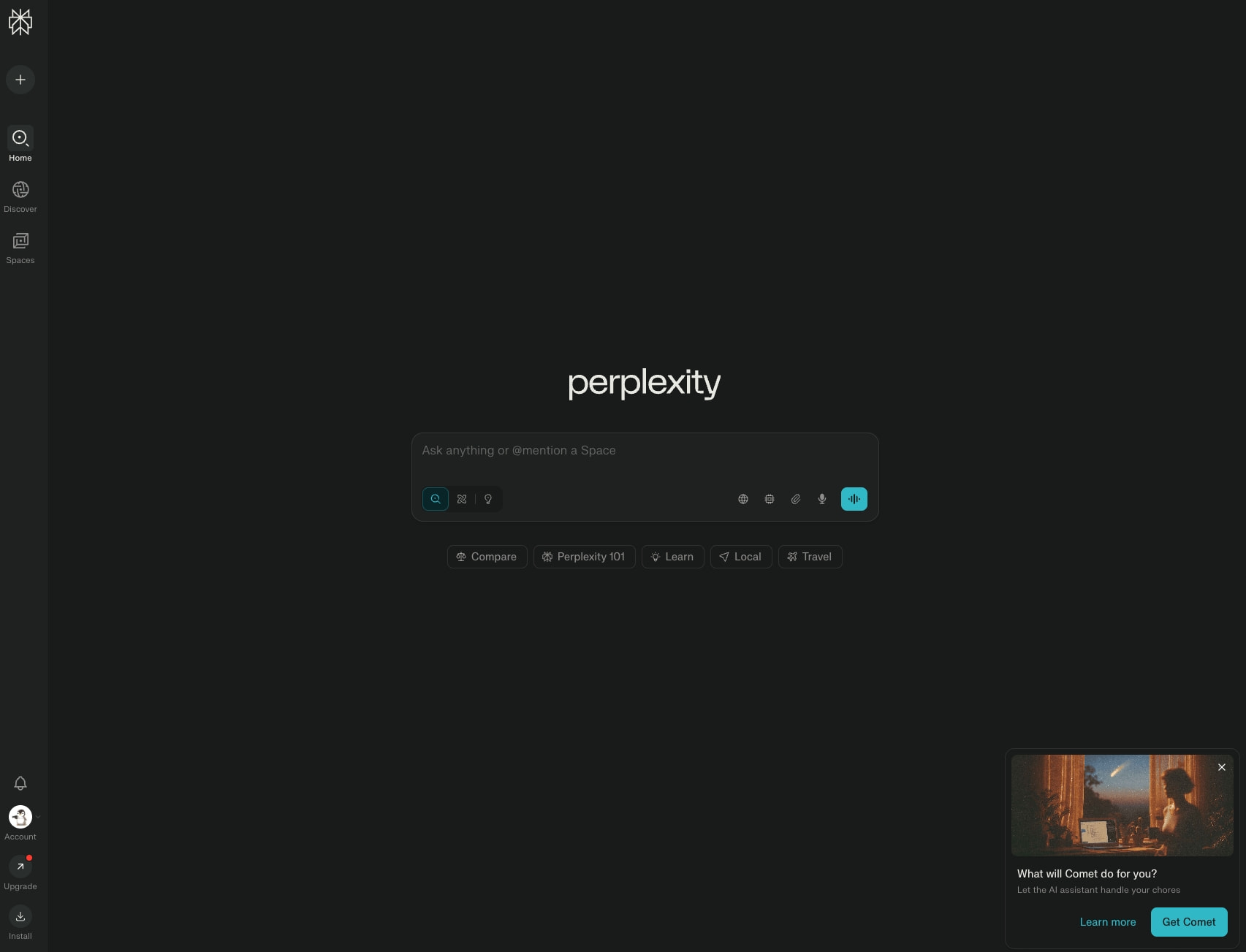 Perplexity captured website design