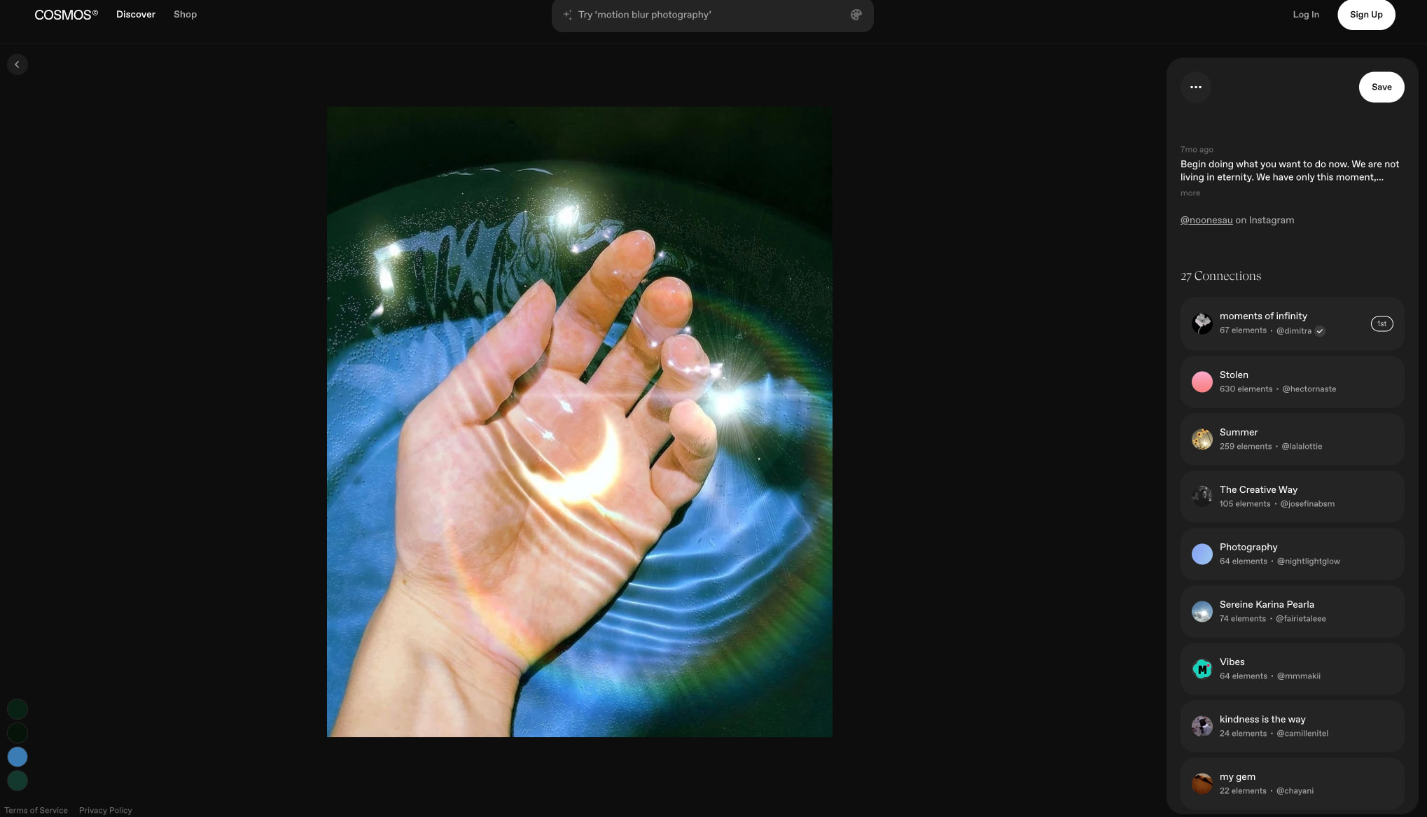 Discover / Cosmos captured website design