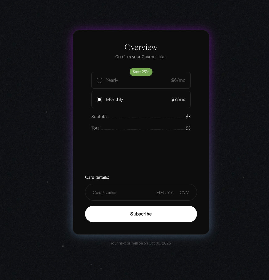 Cosmos - Upgrade captured website design