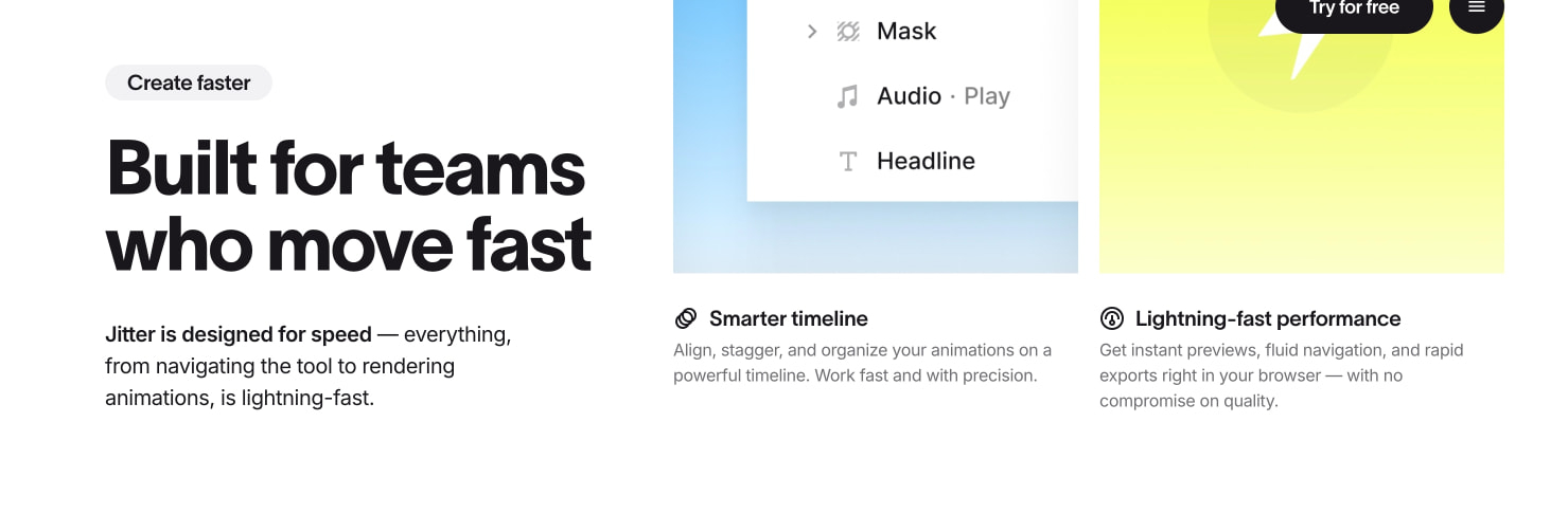 Jitter · A fast and simple motion design tool on the web captured website design
