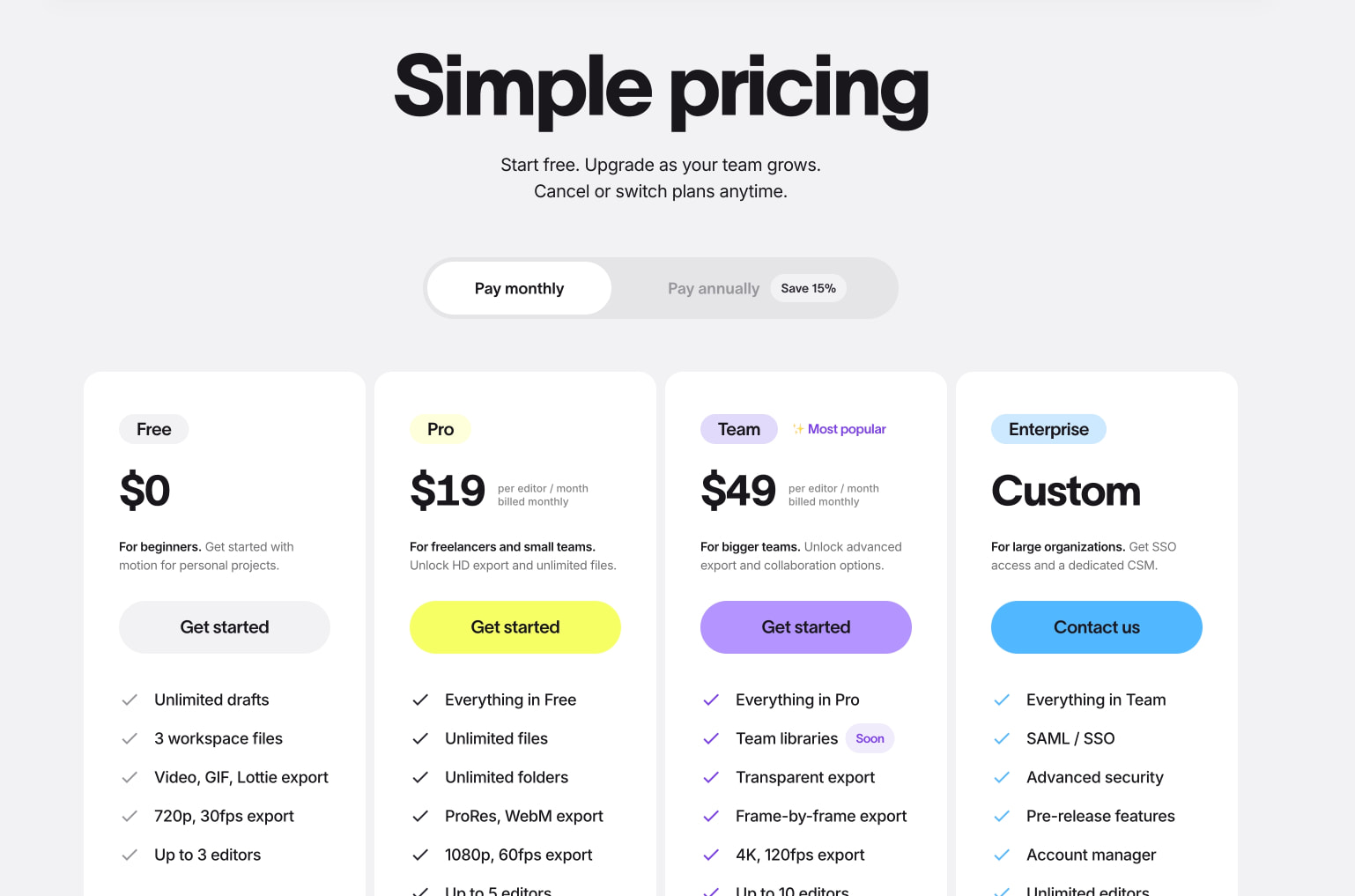 Pricing · Jitter captured website design
