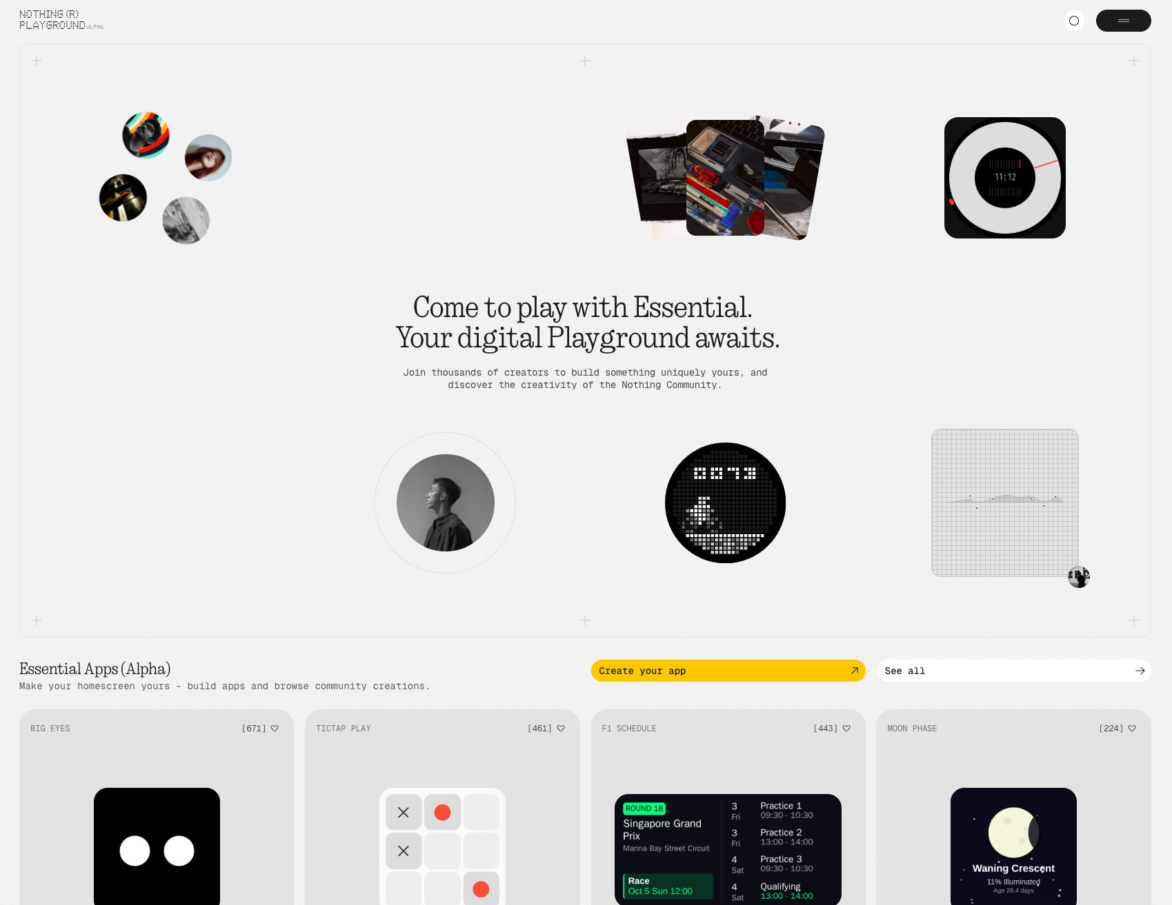 Nothing Playground captured website design