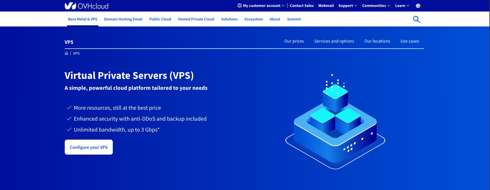 VPS - Your virtual private server in the cloud | OVHcloud Worldwide captured website design