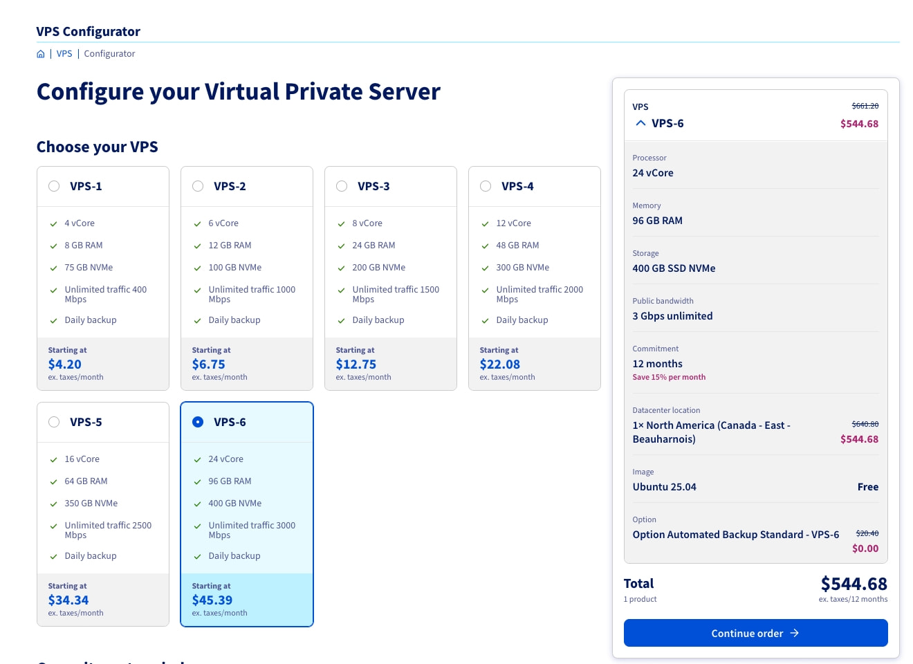 VPS Configurator | OVHcloud Worldwide captured website design