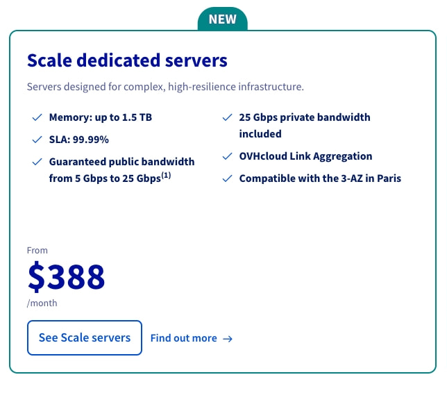 Dedicated server | Bare metal servers | OVHcloud Worldwide captured website design