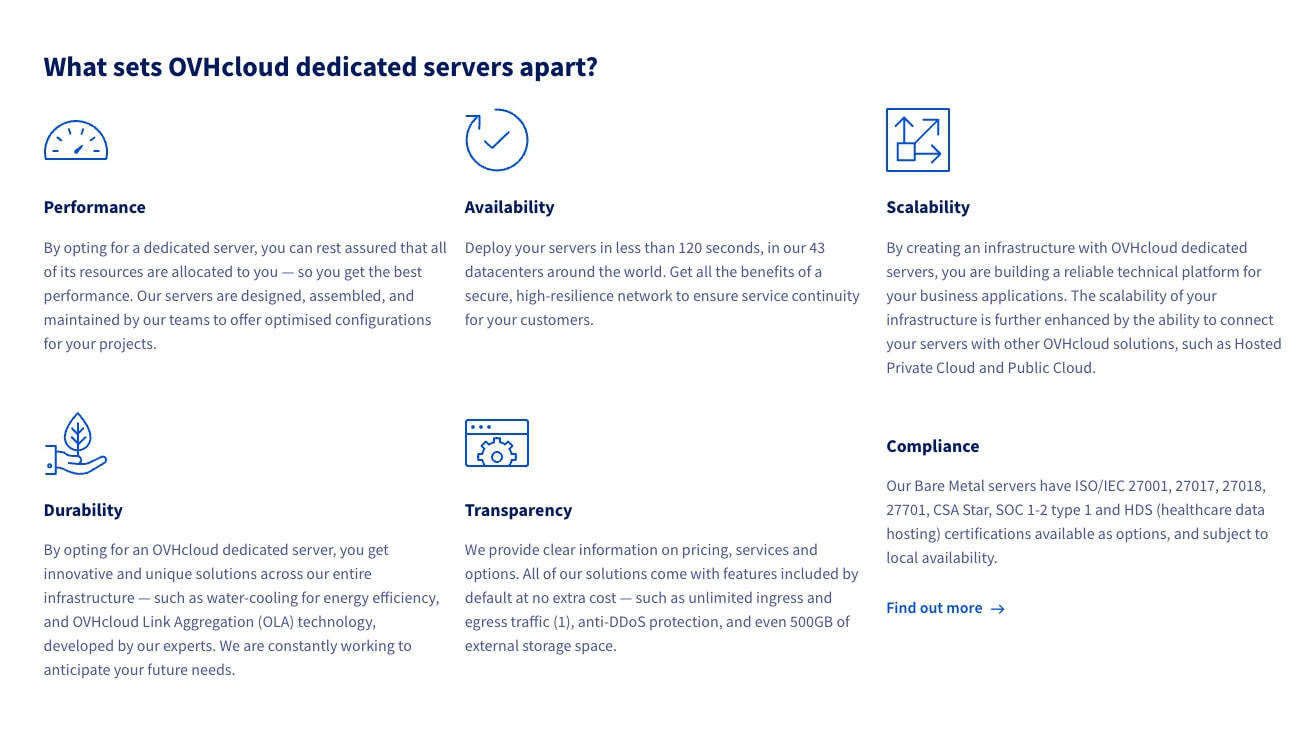 Dedicated server | Bare metal servers | OVHcloud Worldwide captured website design