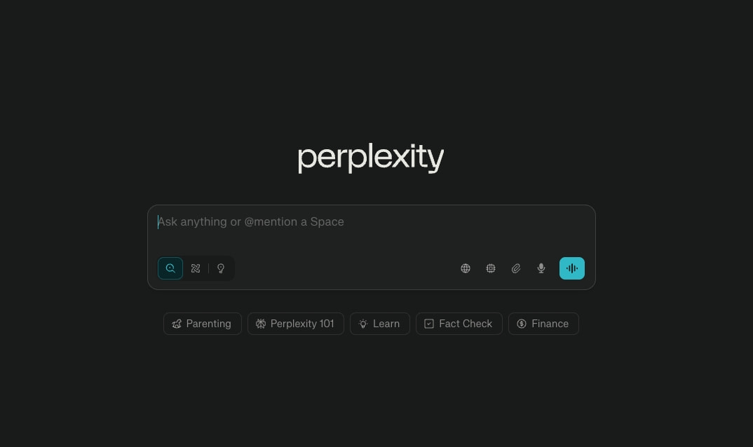 Perplexity captured website design