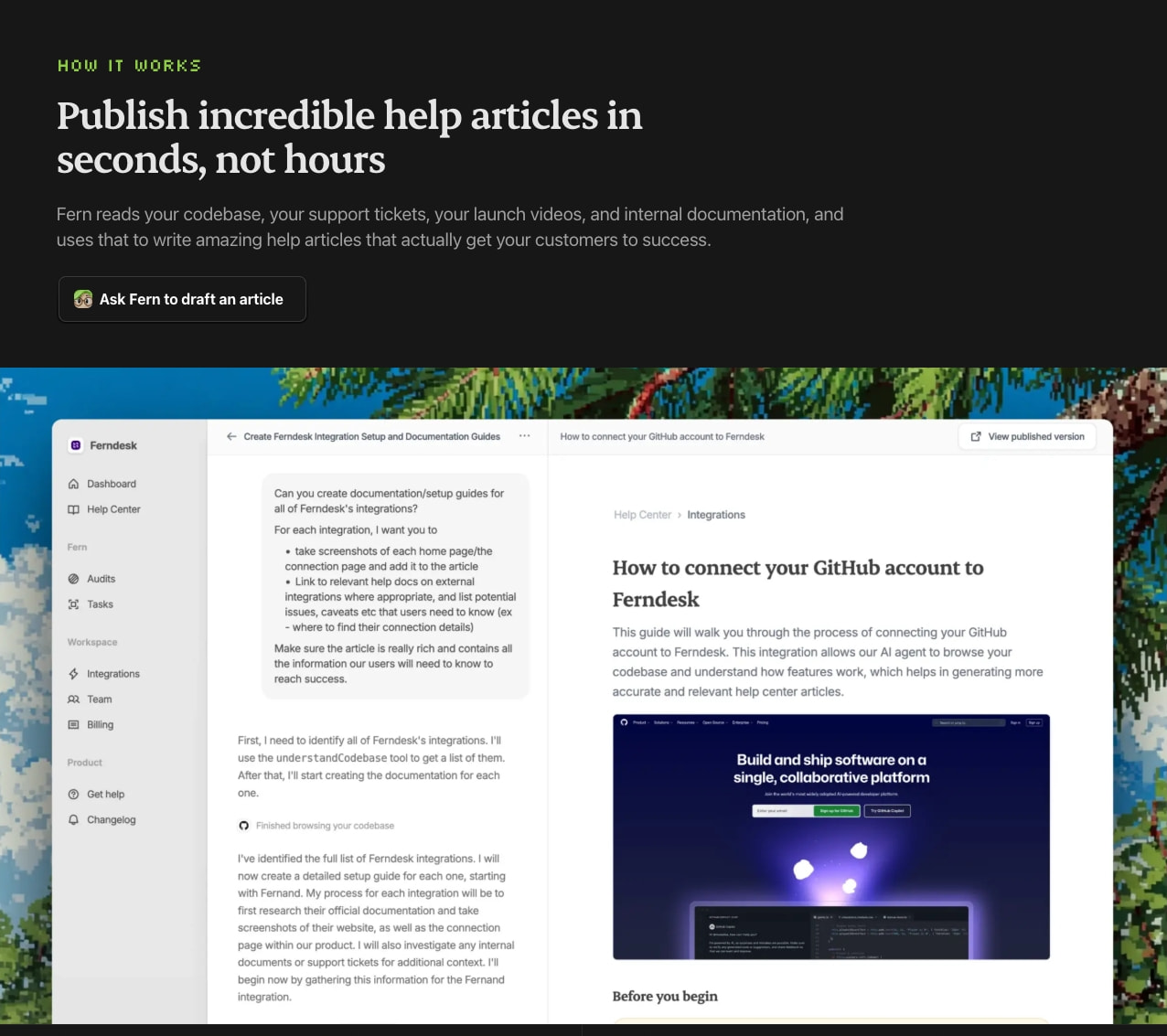 Ferndesk - Update your help center with AI captured website design