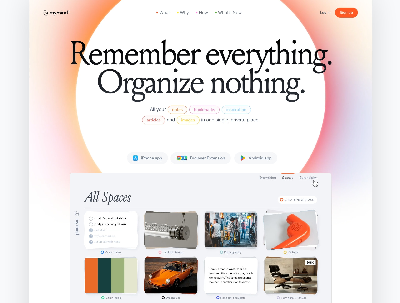 mymind is the extension for your mind. captured website design