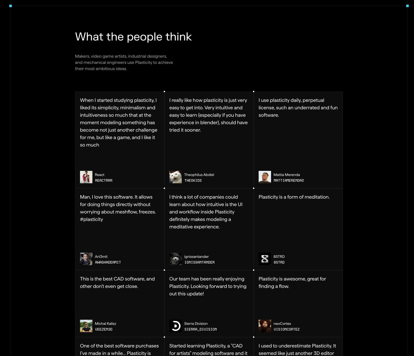 Plasticity captured website design