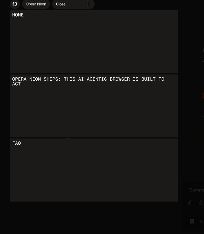 Opera Neon. This browser is built to act. captured website design
