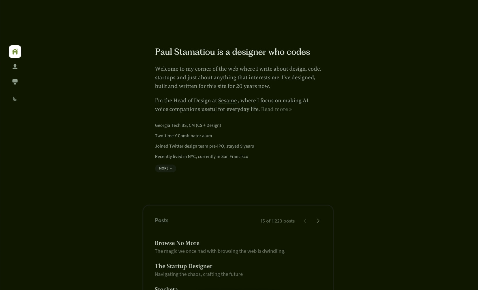 Paul Stamatiou captured website design