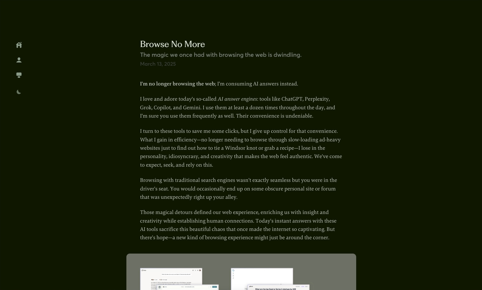 Browse No More | Paul Stamatiou captured website design