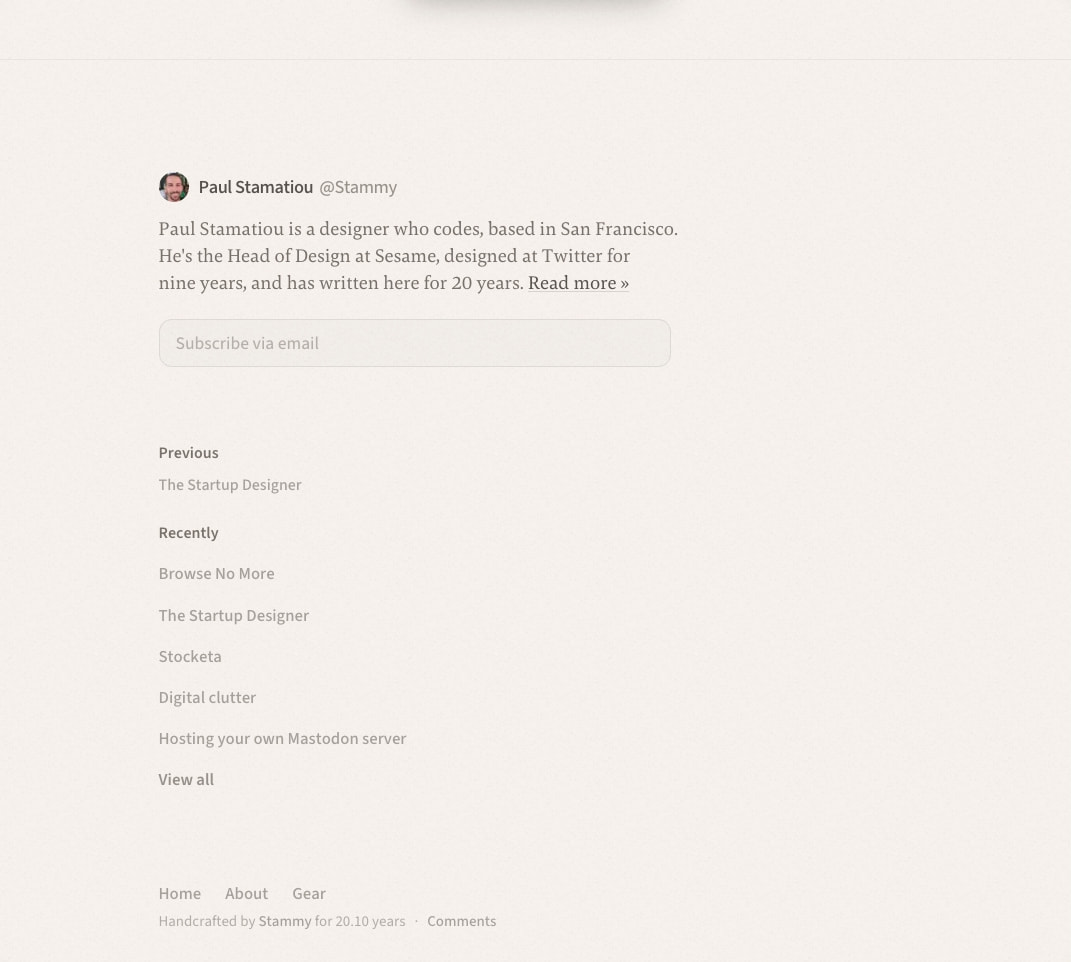 Browse No More | Paul Stamatiou captured website design