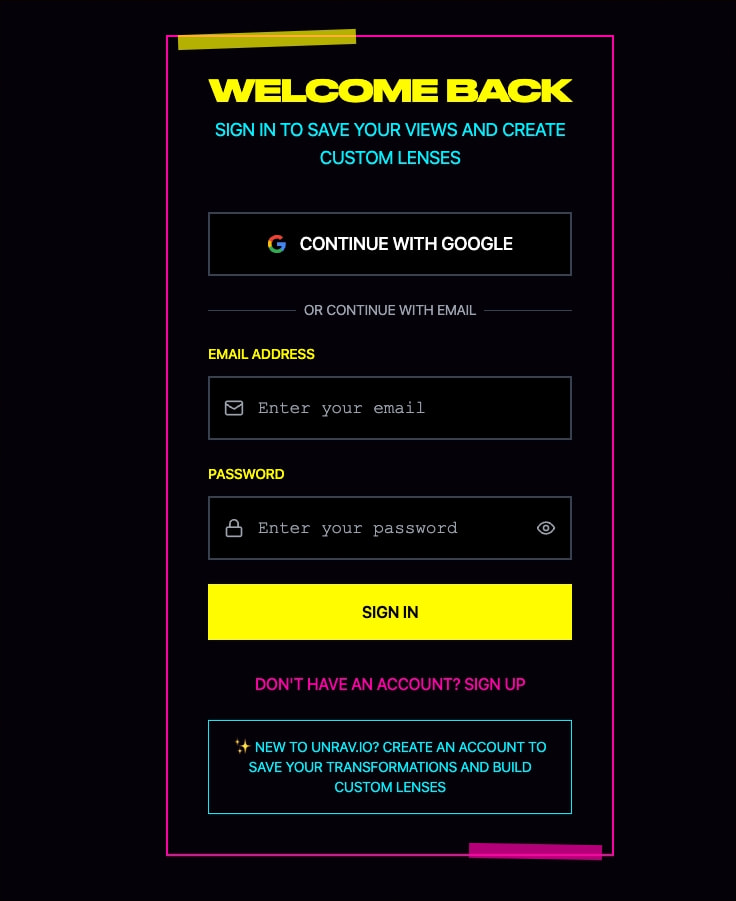 Captured design matching unrav.io captured website design