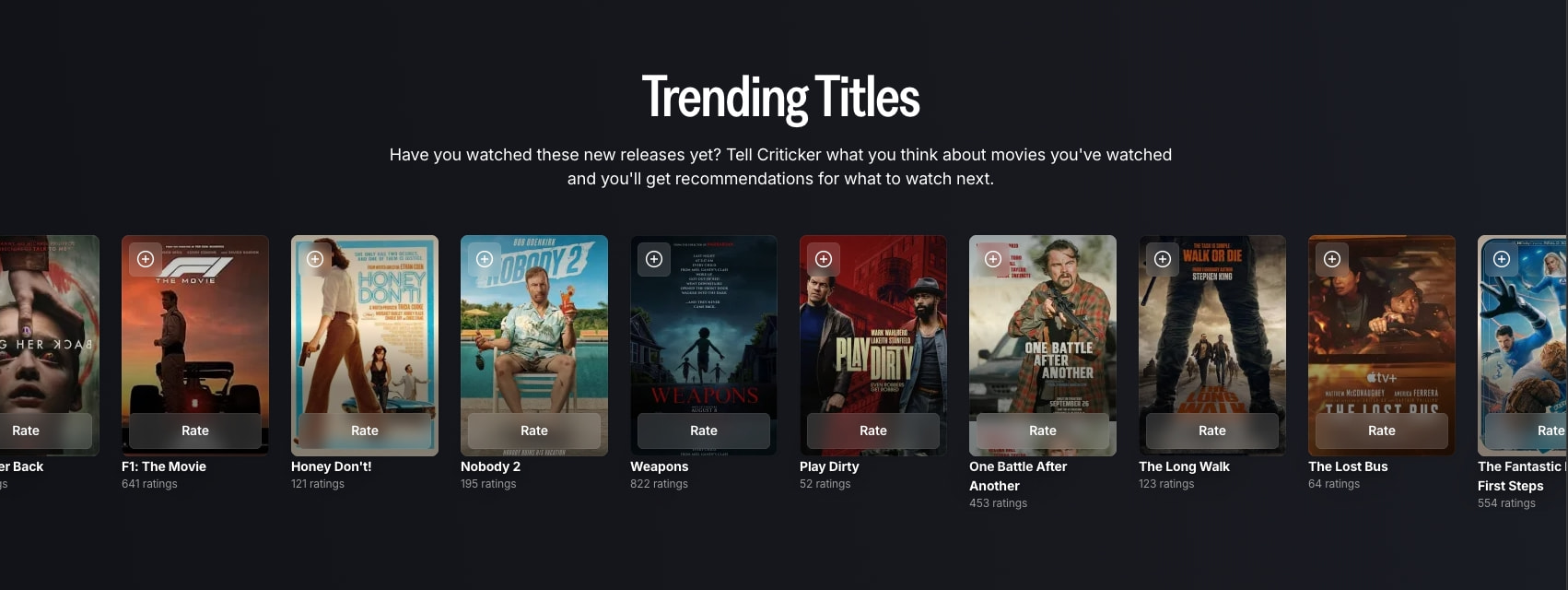 Criticker - Personalized recommendations for Film, TV, and Games captured website design