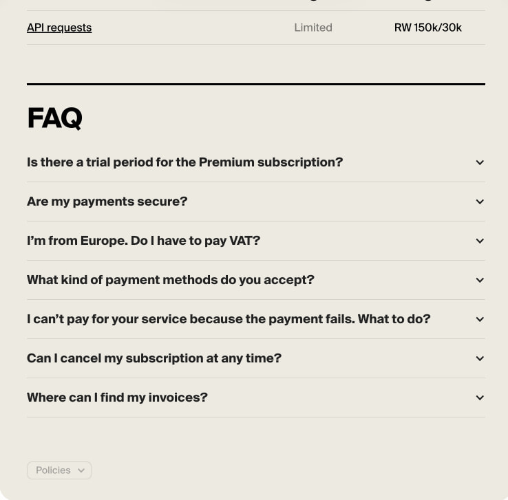 Tweek — Friendly Pricing captured website design