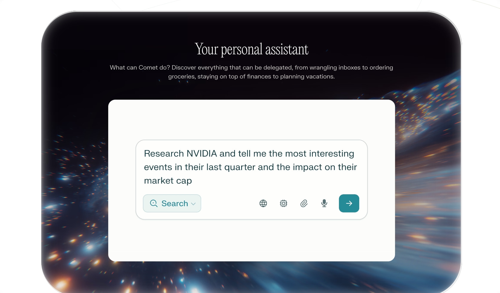 Comet Browser: a Personal AI Assistant captured website design