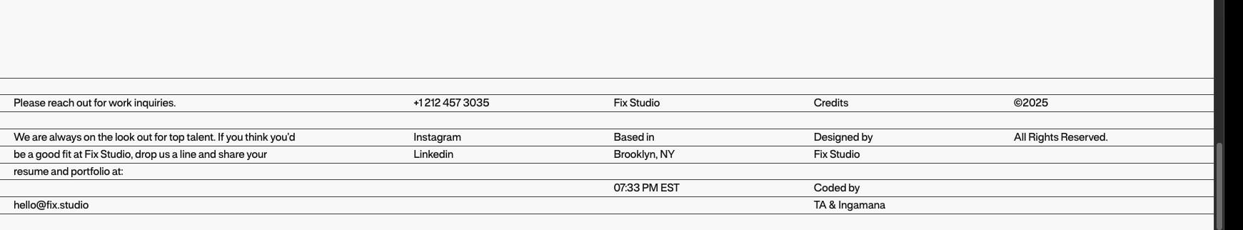 Fix Studio | Home captured website design