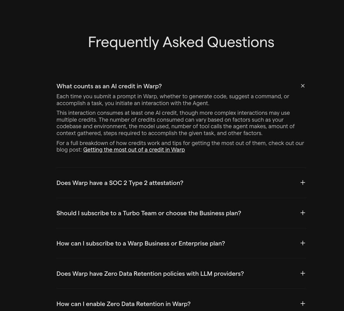Warp: The Agentic Development Environment captured website design