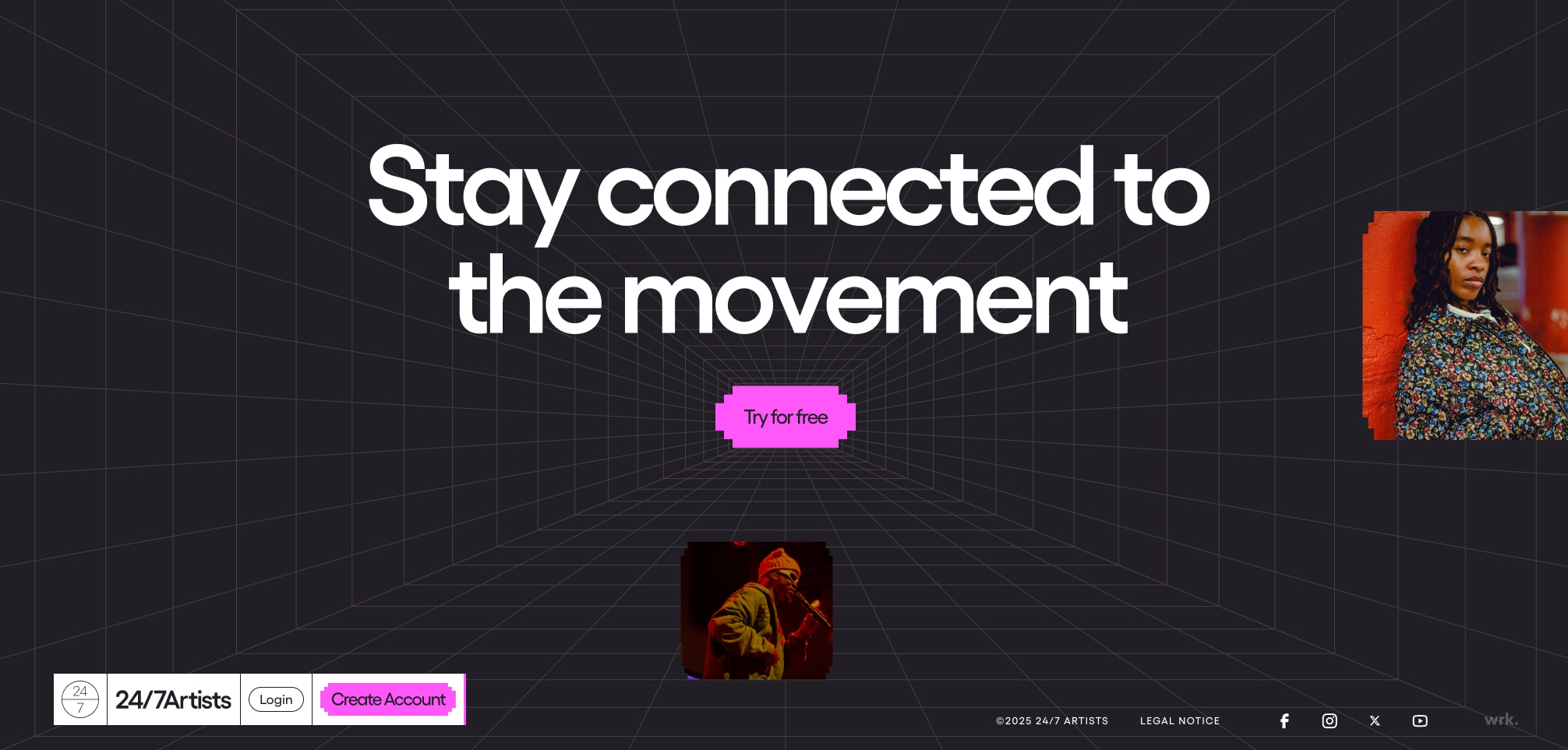 24/7 Artists - Making the Music Business Better captured website design