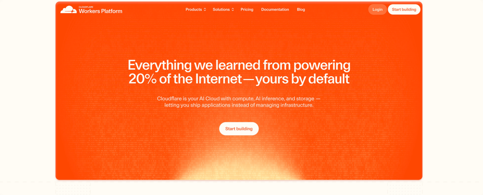 Cloudflare Workers Platform captured website design