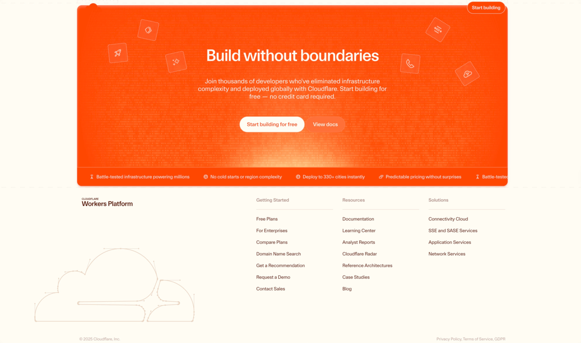Cloudflare Workers Platform captured website design