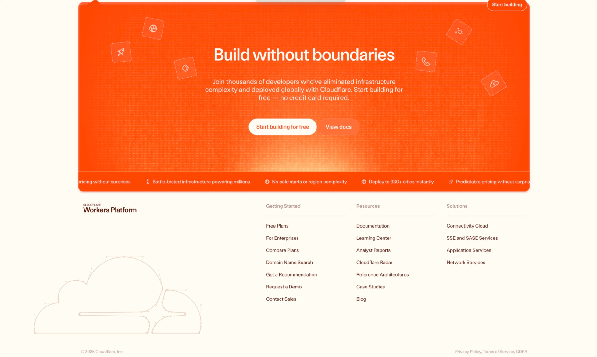 Cloudflare Workers Platform captured website design
