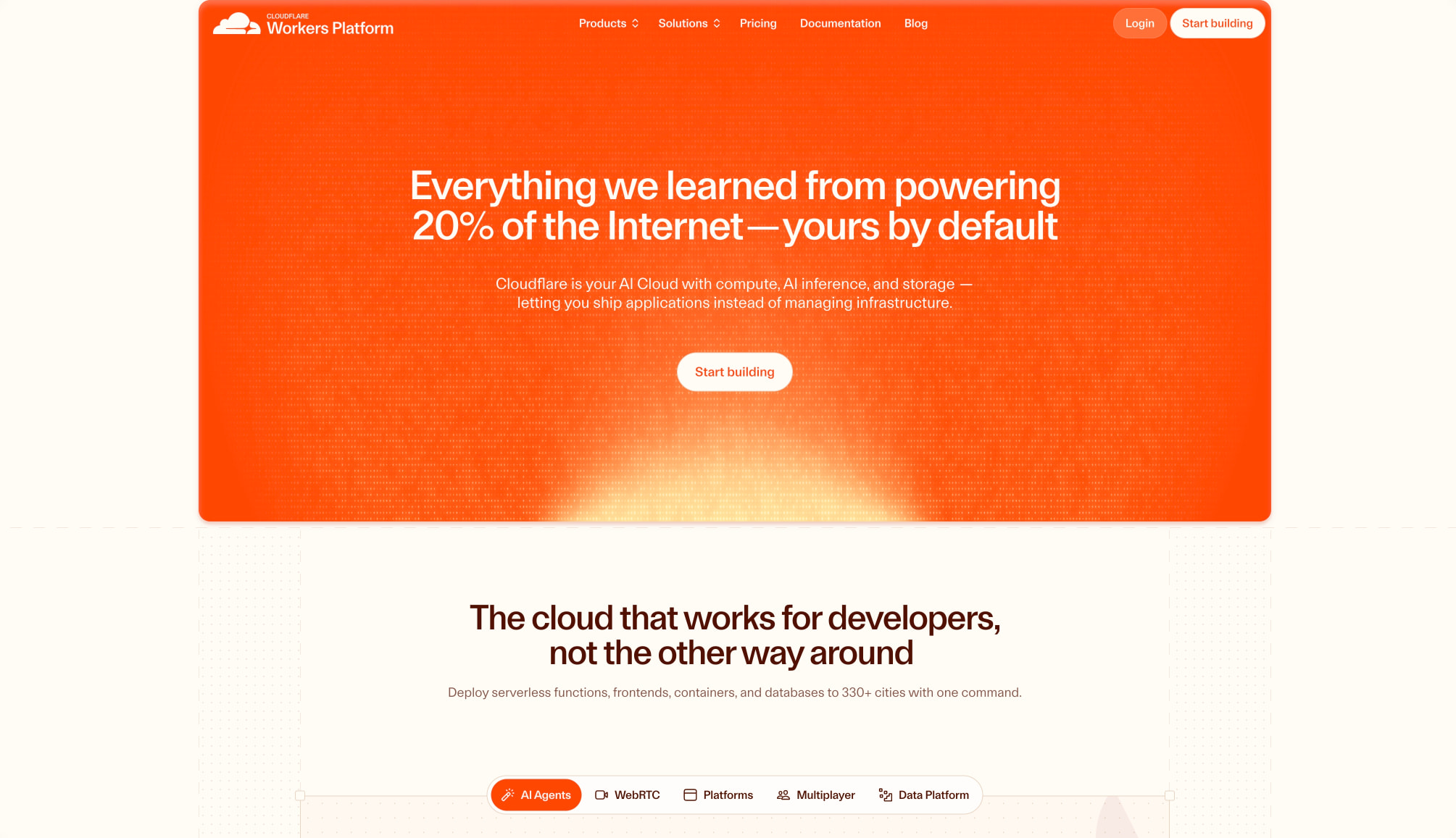 Cloudflare Workers Platform captured website design