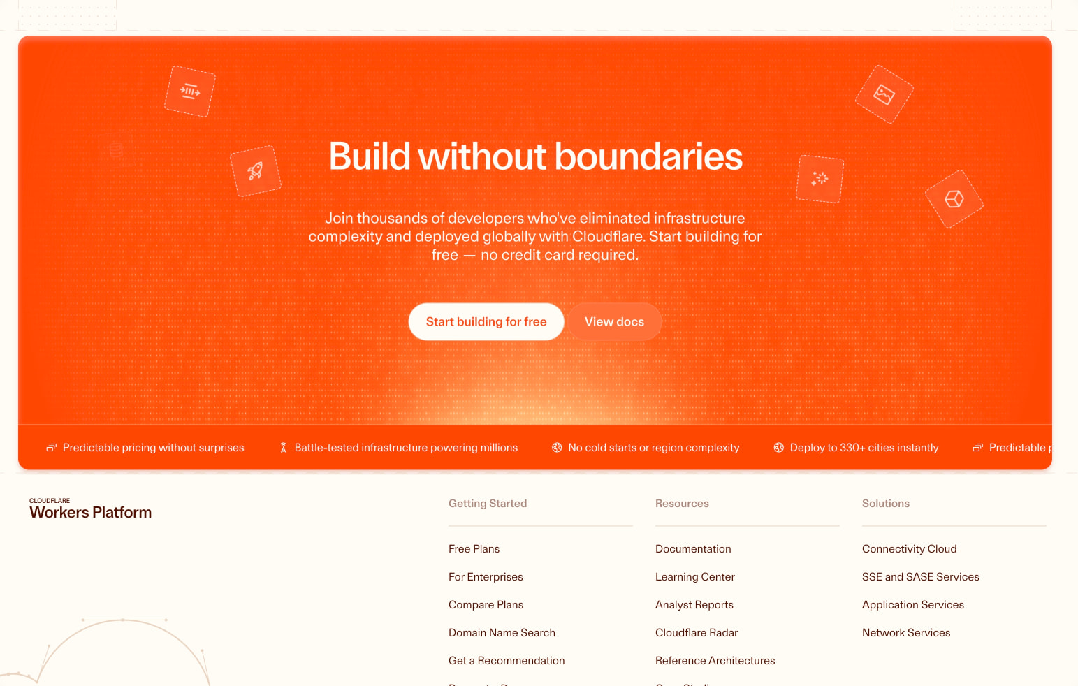 Cloudflare Workers Platform captured website design