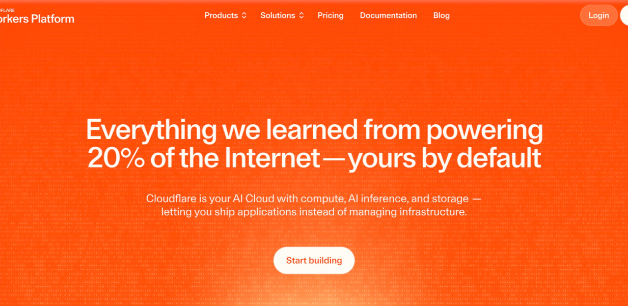 Cloudflare Workers Platform captured website design