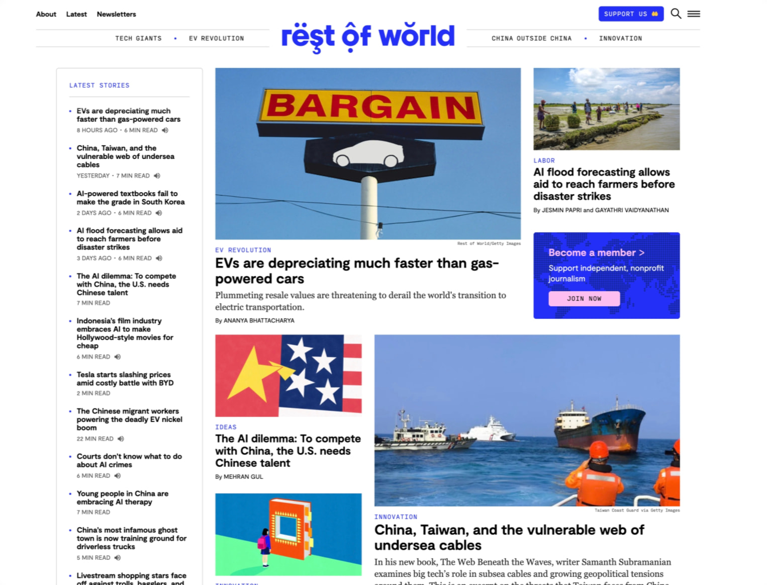 Rest of World - Reporting Global Tech Stories captured website design