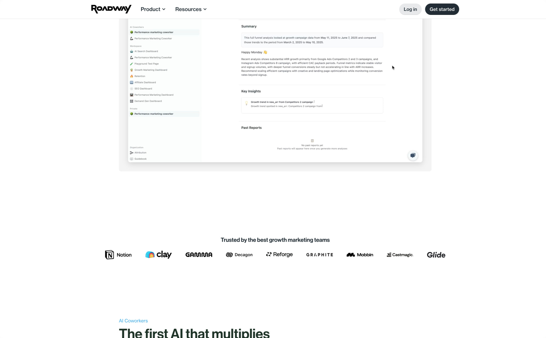 Roadway | Accelerate revenue growth with AI coworkers captured website design