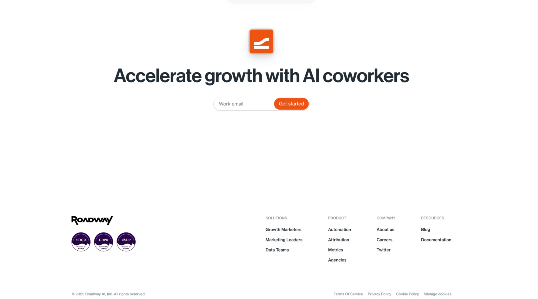 Roadway | Accelerate revenue growth with AI coworkers captured website design