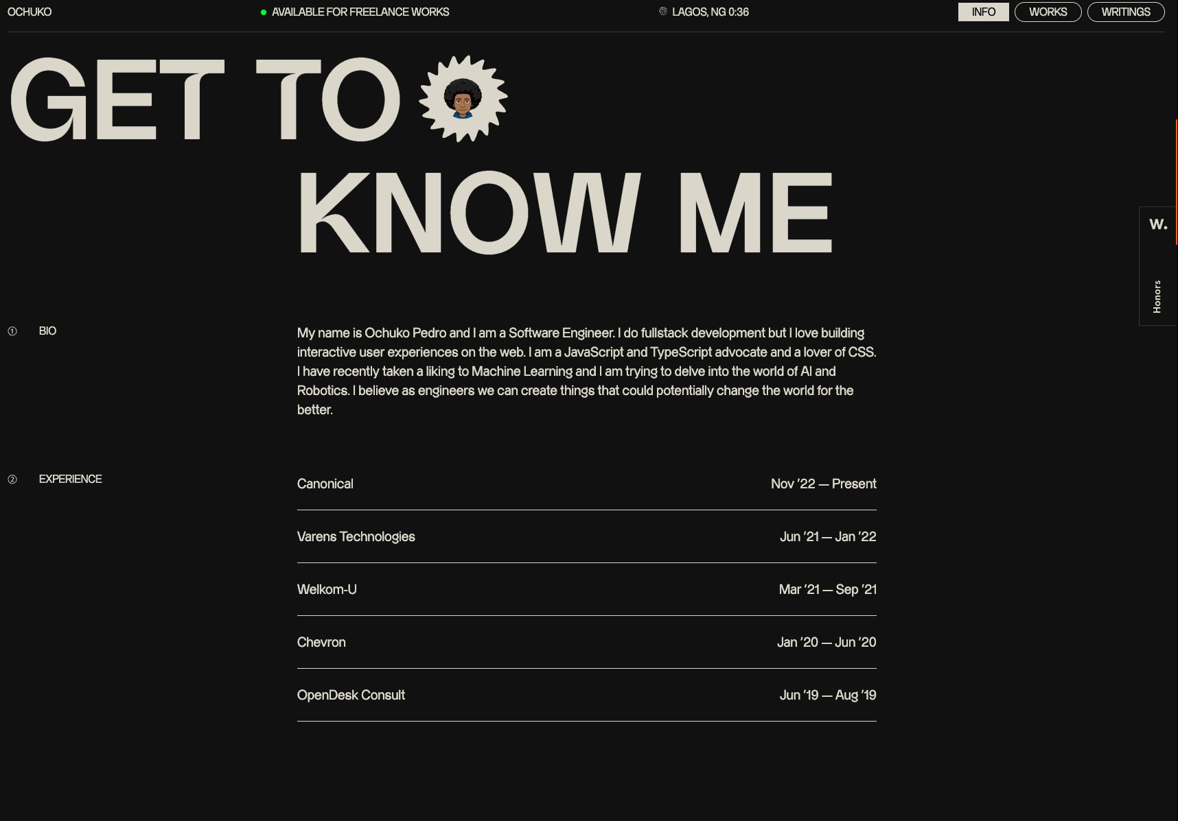 Ochuko — Portfolio captured website design