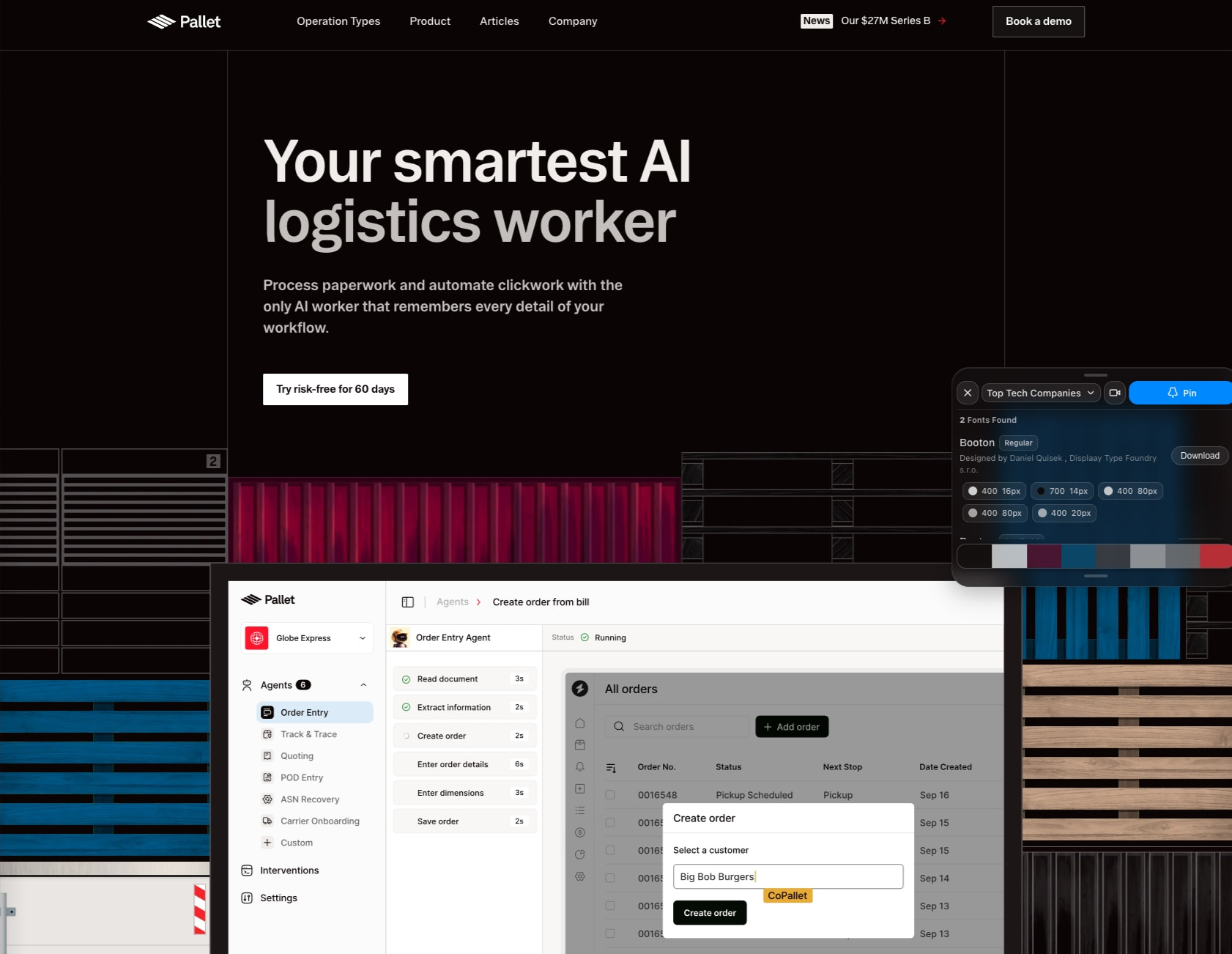 Pallet | AI Logistics Workforce captured website design