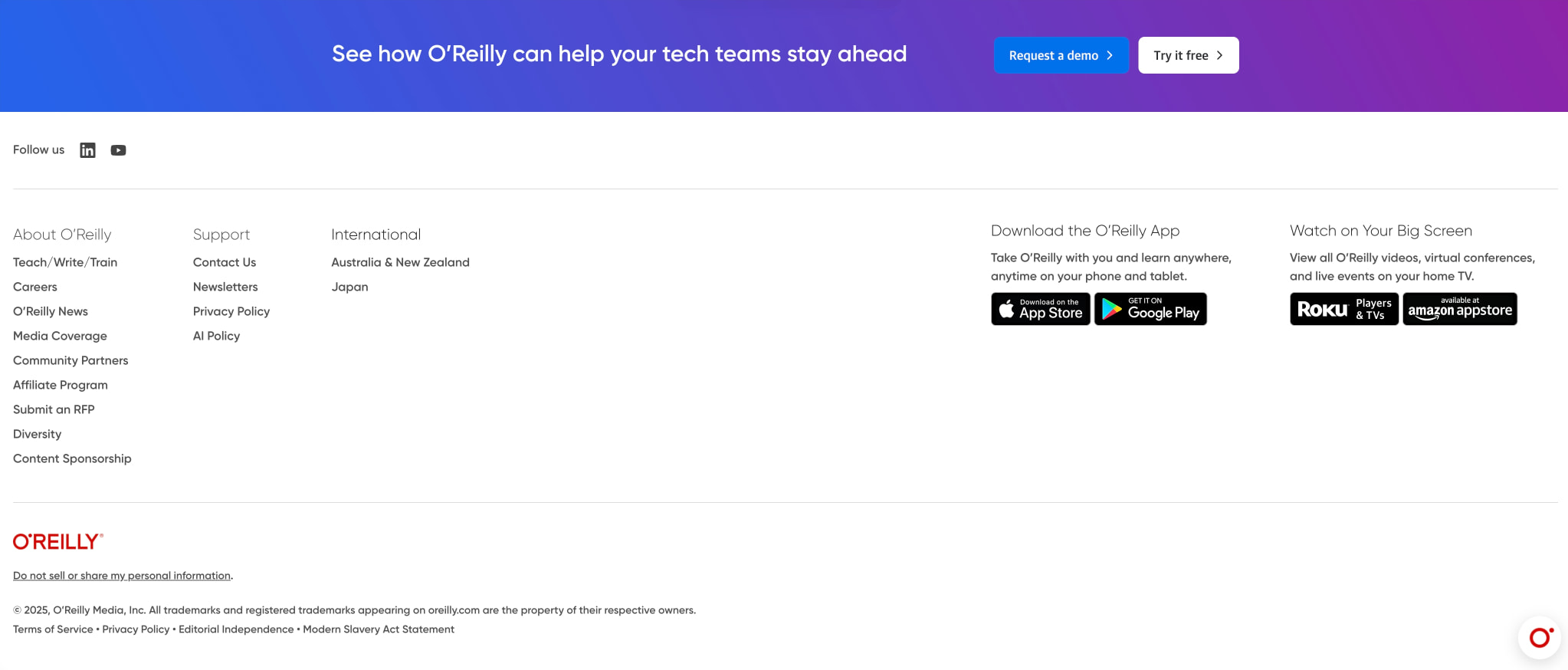 O'Reilly Media - Technology and Business Training captured website design