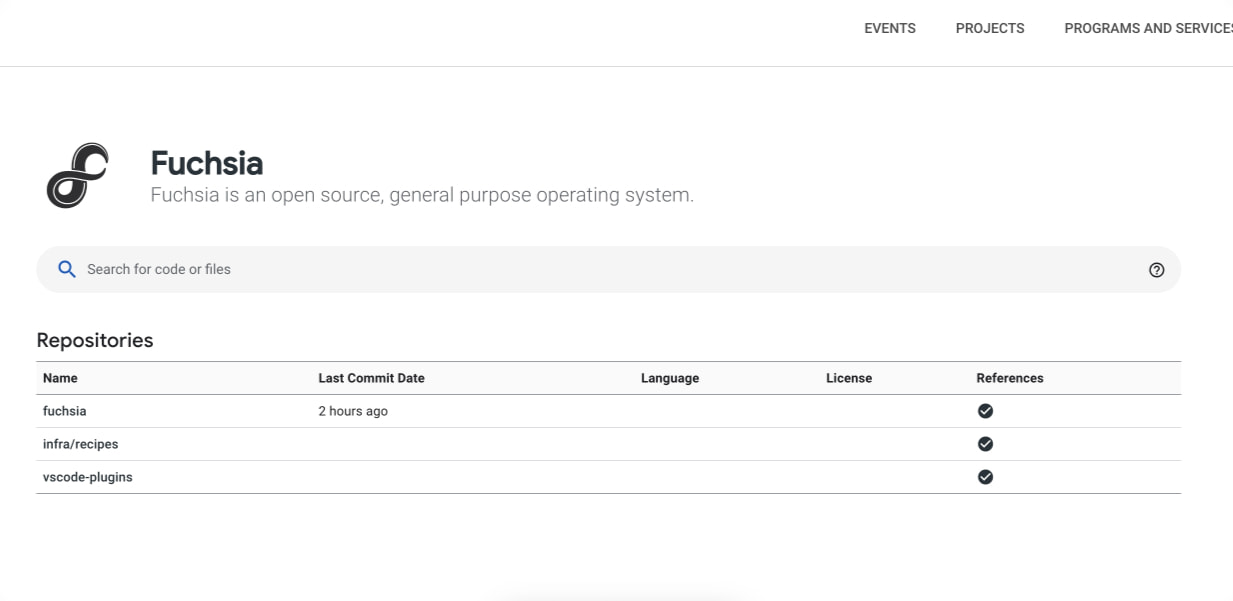 Google Open Source captured website design